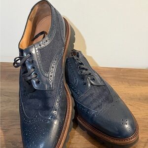 Louis Vuitton Navy Leather and Denim Oxfords